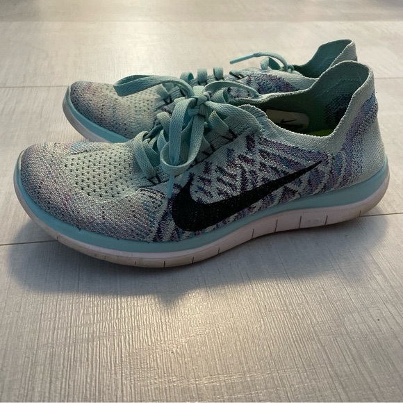 Nike Knit Free Runs Turquoise Blue Size 6 - Picture 3 of 4